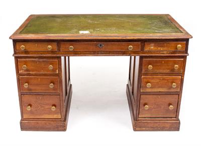 Lot 609 - A LATE 19TH / EARLY 20TH CENTURY PITCH PINE AND OAK PEDESTAL DESK