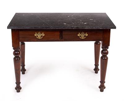 Lot 610 - A VICTORIAN MAHOGANY TWIN DRAWER SIDE TABLE