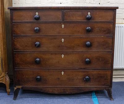 Lot 613 - A 19TH CENTURY MAHOGANY CHEST OF TWO SHORT AND FOUR LONG DRAWERS