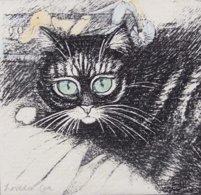 Lot 671 - FOUR SMALL WATERCOLOURS AND A PRINT BY LOREDA COX OF WALLINGFORD