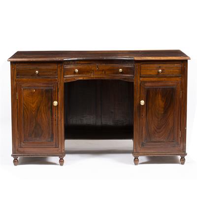 Lot 690 - A ROSEWOOD KNEEHOLE DESK