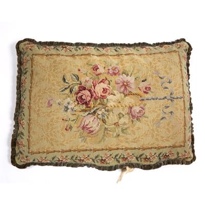 Lot 703 - A FLORAL DECORATED TAPESTRY UPHOLSTERED CUSHION