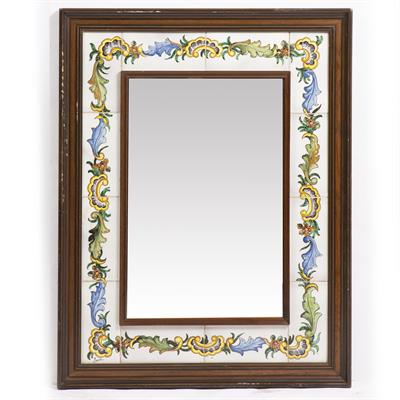 Lot 710 - A WOODEN FRAMED MIRROR