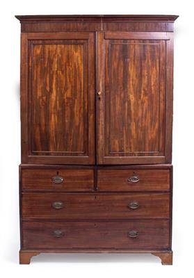 Lot 721 - A 19TH CENTURY MAHOGANY LINEN PRESS