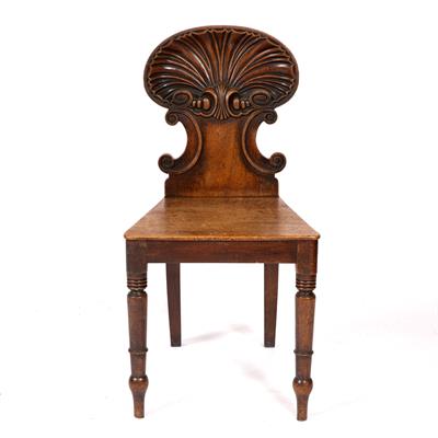 Lot 21 - A 19TH CENTURY MAHOGANY HALL CHAIR possibly Irish