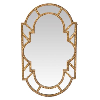 Lot 105 - A GILT GESSO WALL MIRROR of arched rectangular form