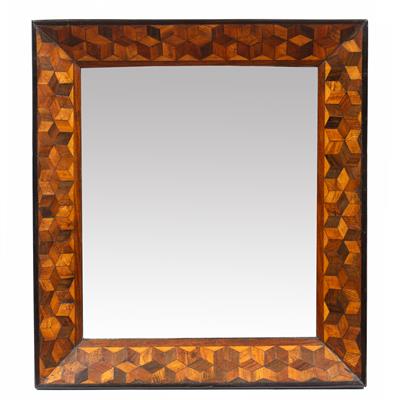 Lot 148 - A 19TH CENTURY MARQUETRY FRAMED RECTANGULAR WALL MIRROR