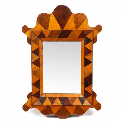 Lot 149 - A 19TH CENTURY CONTINENTAL MARQUETRY SMALL WALL MIRROR