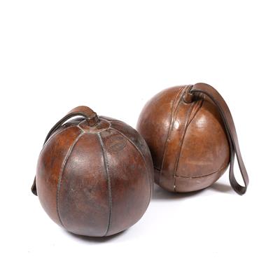 Lot 165 - TWO STITCHED LEATHER PUNCH BALLS