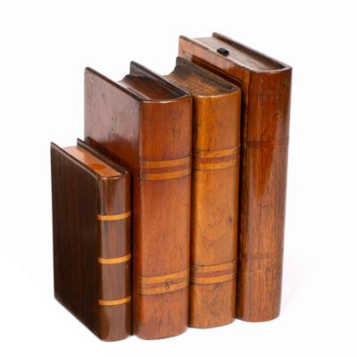 Lot 200 - A 19TH CENTURY MAHOGANY BOX IN THE FORM OF A BOOK