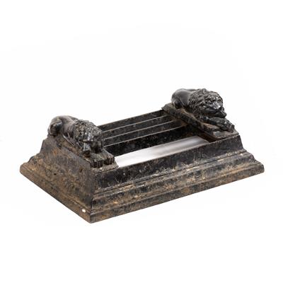 Lot 235 - A VICTORIAN BLACK PAINTED IRON FALKIRK BOOT SCRAPER on plinth base