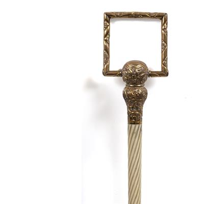 Lot 259 - A LATE 19TH CENTURY / EARLY 20TH CENTURY EBONISED CEREMONIAL CANE with ivory twist handle