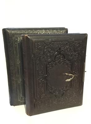 Lot 271A - TWO VICTORIAN FAMILY PHOTOGRAPH ALBUMS one inset a miniature Swiss musical movement