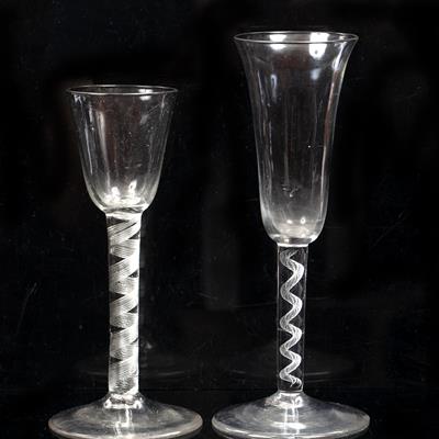 Lot 320 - AN 18TH CENTURY ALE GLASS with a tall round funnel bowl