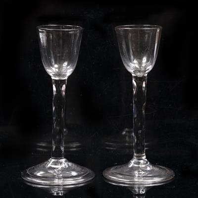 Lot 323 - A PAIR OF 18TH CENTURY WINE GLASSES