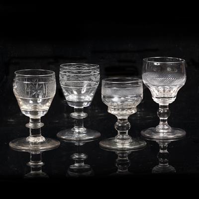 Lot 328 - FOUR ANTIQUE DRAM DRINKING GLASSES