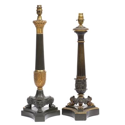 Lot 334 - TWO ITALIANATE BRONZE TABLE LAMPS