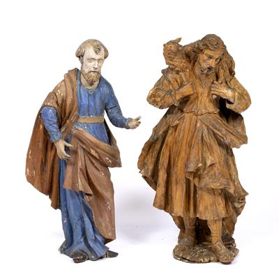 Lot 376 - A LATE 17TH/EARLY 20TH CENTURY AND LATER CARVED SOFTWOOD FIGURE of John the Baptist