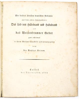 Lot 521 - BROTHERS GRIMM: 'Hildebrandslied' Song of Hildebrand in High German verse