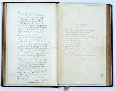 Lot 685 - A VICTORIAN Mss POETRY ALMANACK of 251 pages written in a fine hand in black ink with lacework