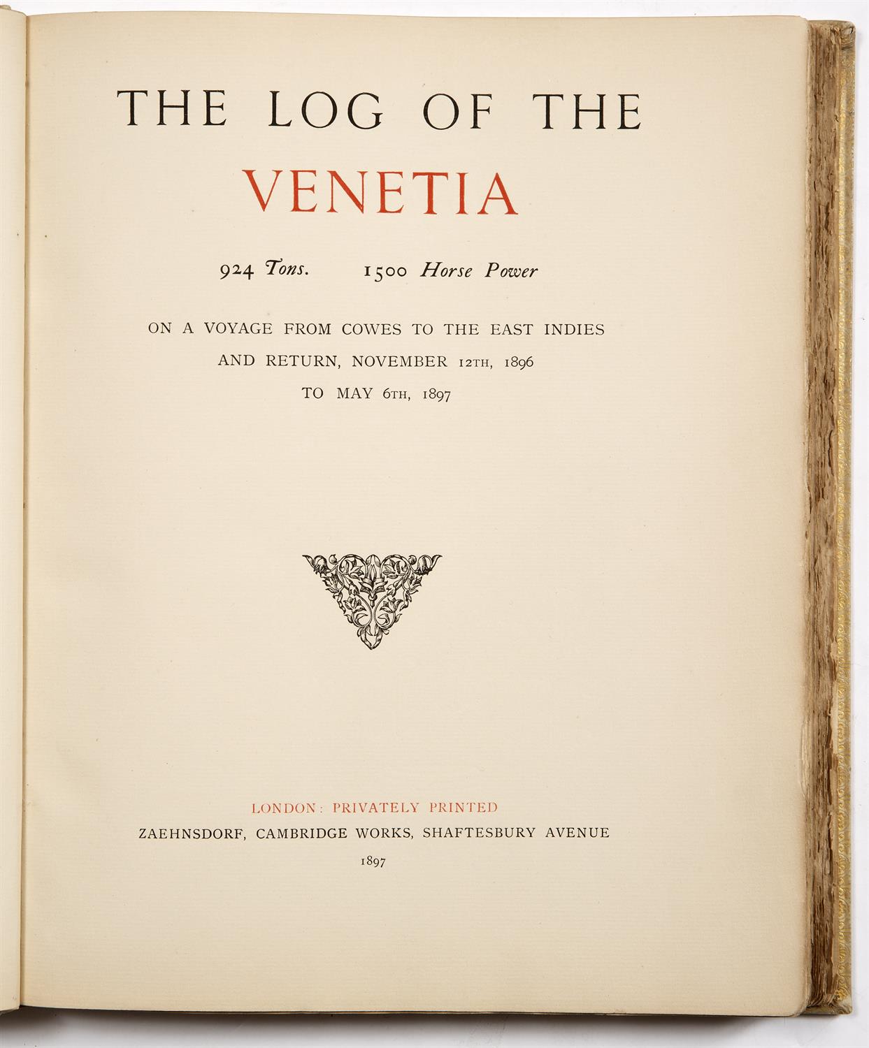 Lot 716 - The Log of The Venetia Rys