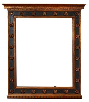 Lot 467 - A RENAISSANCE STYLE GILTWOOD AND COMPOSITION TABERNACLE FRAME with stepped and projecting cornice