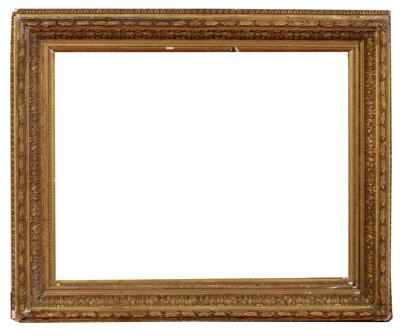 Lot 486 - A 19TH CENTURY BARBIZON GILT AND GESSO FRAME with acanthus moulded border and laurel leaf outer edge