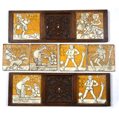 Lot 210 - Eight Minton 'Old English Sports and Games' tiles