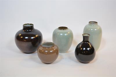 Lot 282 - Five Chinese inspired studio pottery vases