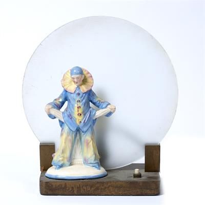 Lot 336 - Art Deco Pierrot clown table lamp