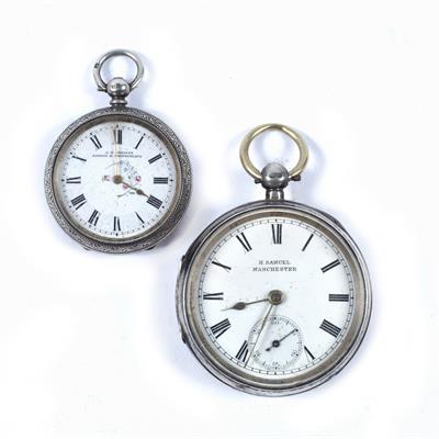 Lot 374 - Two silver cased pocket watches