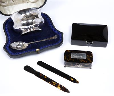 Lot 377 - Tortoiseshell and silver box