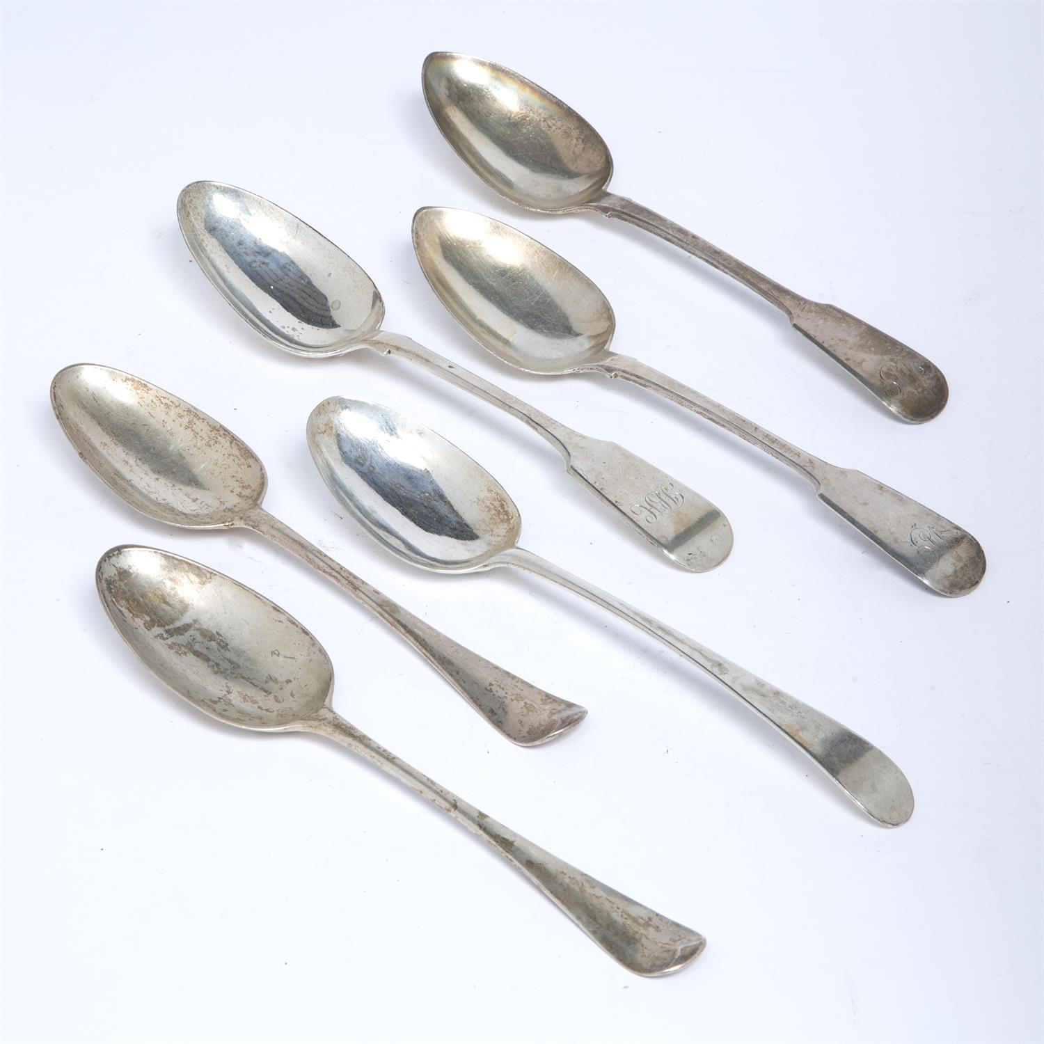 Lot 384 - Six silver table spoons