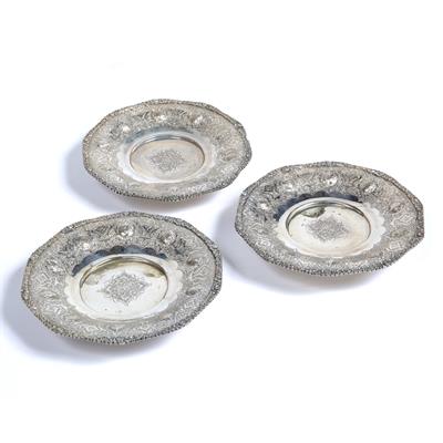 Lot 393 - Three Siamese white metal dishes