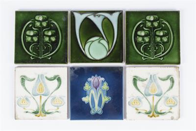 Lot 260 - Six Art Nouveau tiles