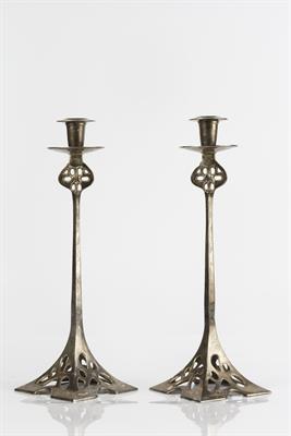 Lot 308 - Pair of Secessionist style candlesticks