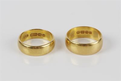 Lot 338 - Two 22ct gold bands
