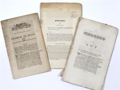 Lot 548 - A Group of Three Early 19th century printed documents or Act inc. A Report of The Turnpike Road from