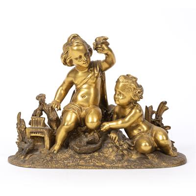 Lot 18 - French gilt bronze model of two Putti