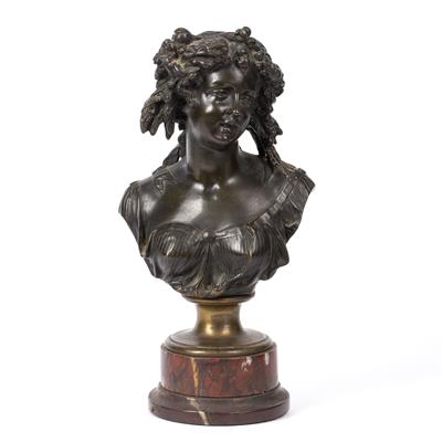Lot 20 - French bronze half bust of a woman
