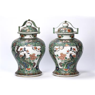 Lot 40 - Pair of Chinese famille verte vases
