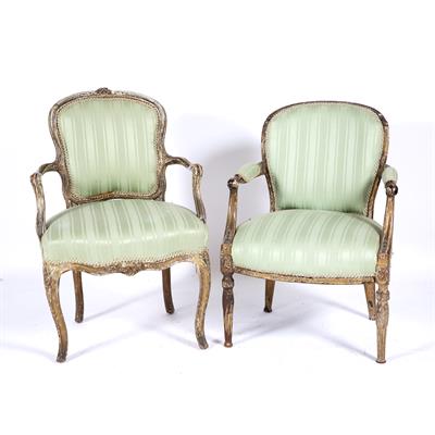 Lot 113 - Two original carved and painted French fauteils