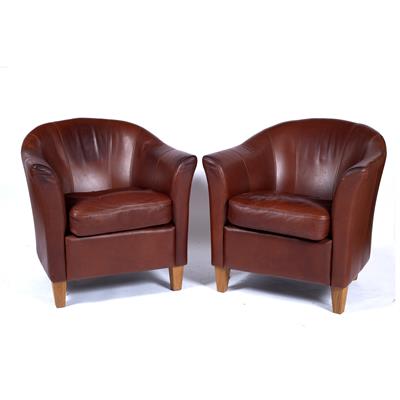 Lot 127 - Pair of contemporary leather tub chairs