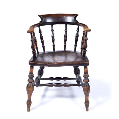 Lot 132 - Elm and ash smoker's bow armchair