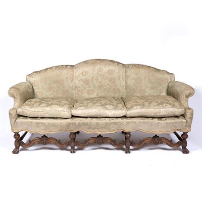 Lot 159 - Walnut Carolean style sofa