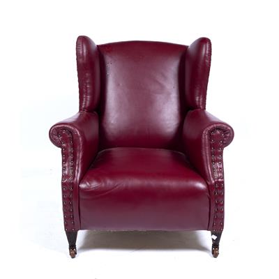 Lot 170 - Red leather wingback armchair