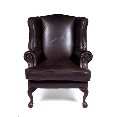 Lot 171 - Leather wingback armchair