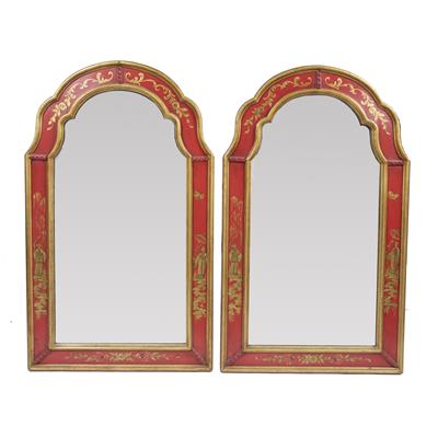 Lot 175 - Pair of painted arched mirrors