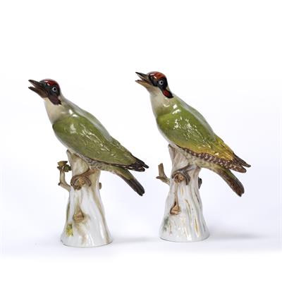 Lot 202 - Two Meissen models of woodpeckers