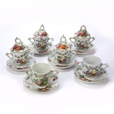 Lot 205 - Six Derby-Chelsea two handled cups and stands